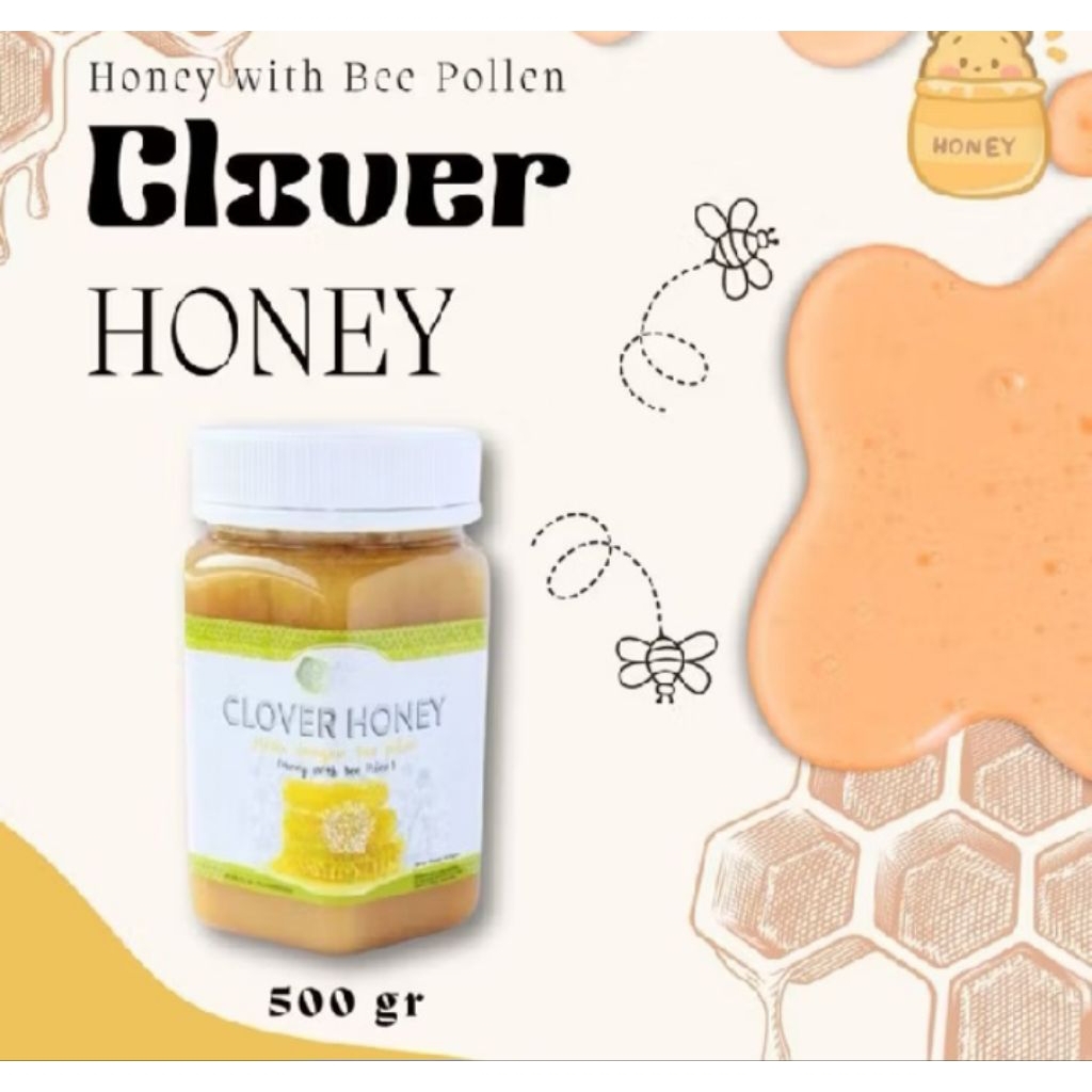 

madu clover honey 500gr exp 2028 free sendok kayu