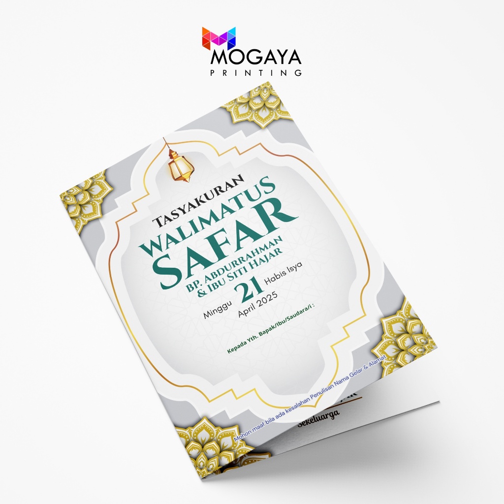 MOGAYA PRINTING - Undangan Walimatus Safar - Tasyakuran Haji - Lipat Dua - Tebal