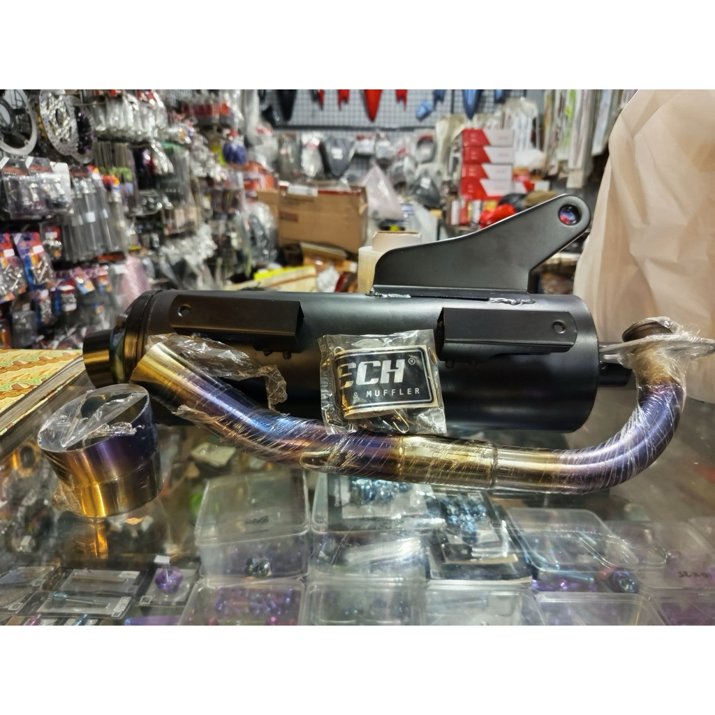 Knalpot tsukigi aitech mio j fino 125 leheran twotone + corong twotone