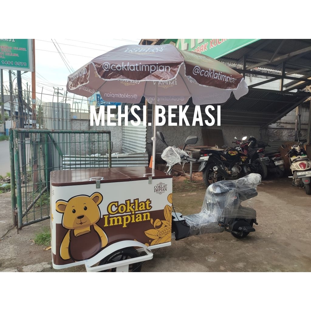 Gerobak sepeda listrik kopi keliling  kekinian