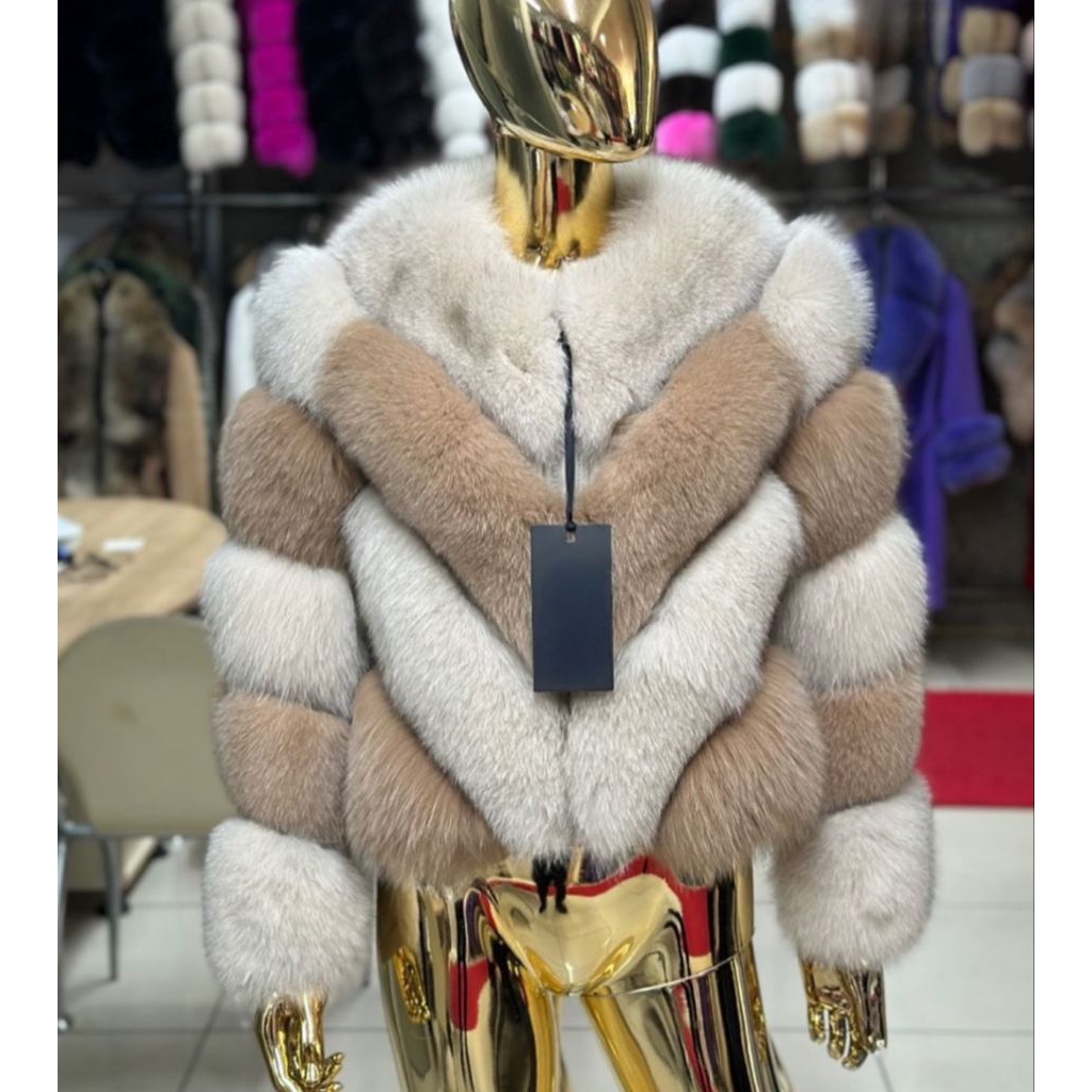 two tone fur winter coat labeltag