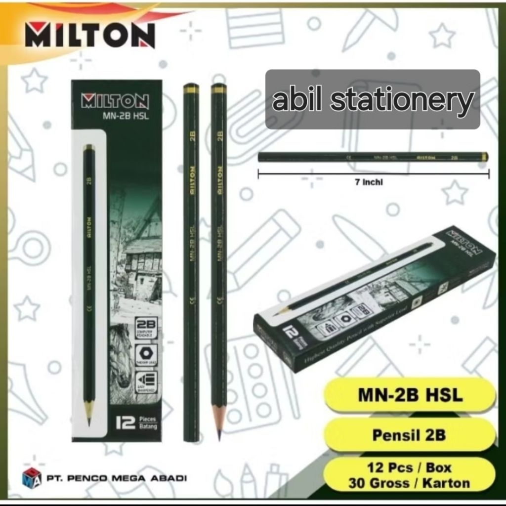 

[1 pack 12 pcs] pensil 2B milton hijau