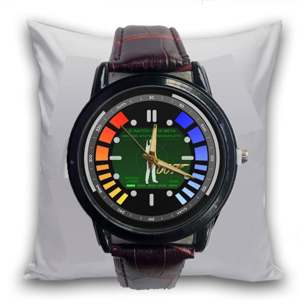 Jam Tangan Pria GOLDEN EYES JAMES BOND 007 Kulit Coklat Formal Bisnis Quartz Analog Custom Keren