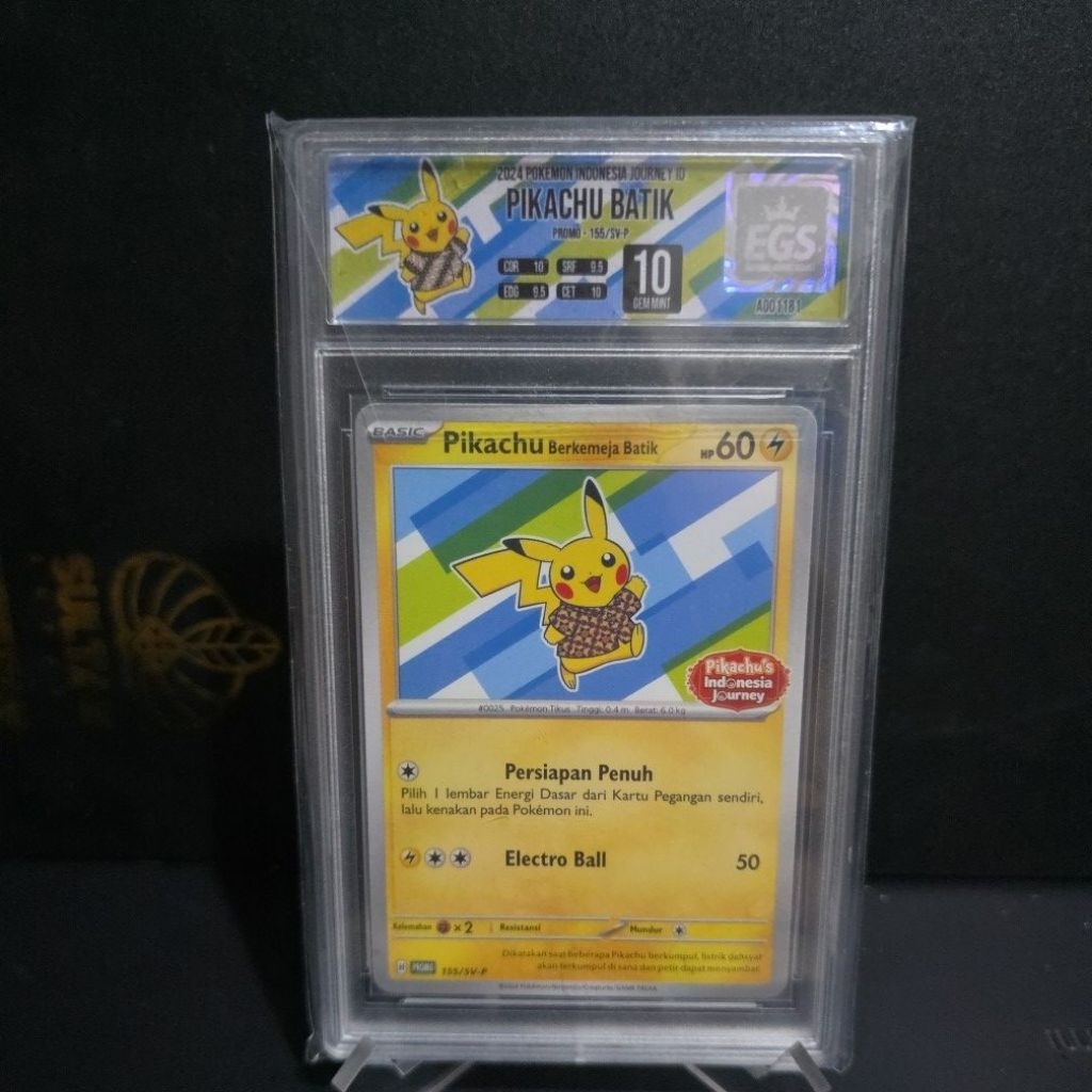 pikachu batik custom slab egs 10 gem mint 155 original asli