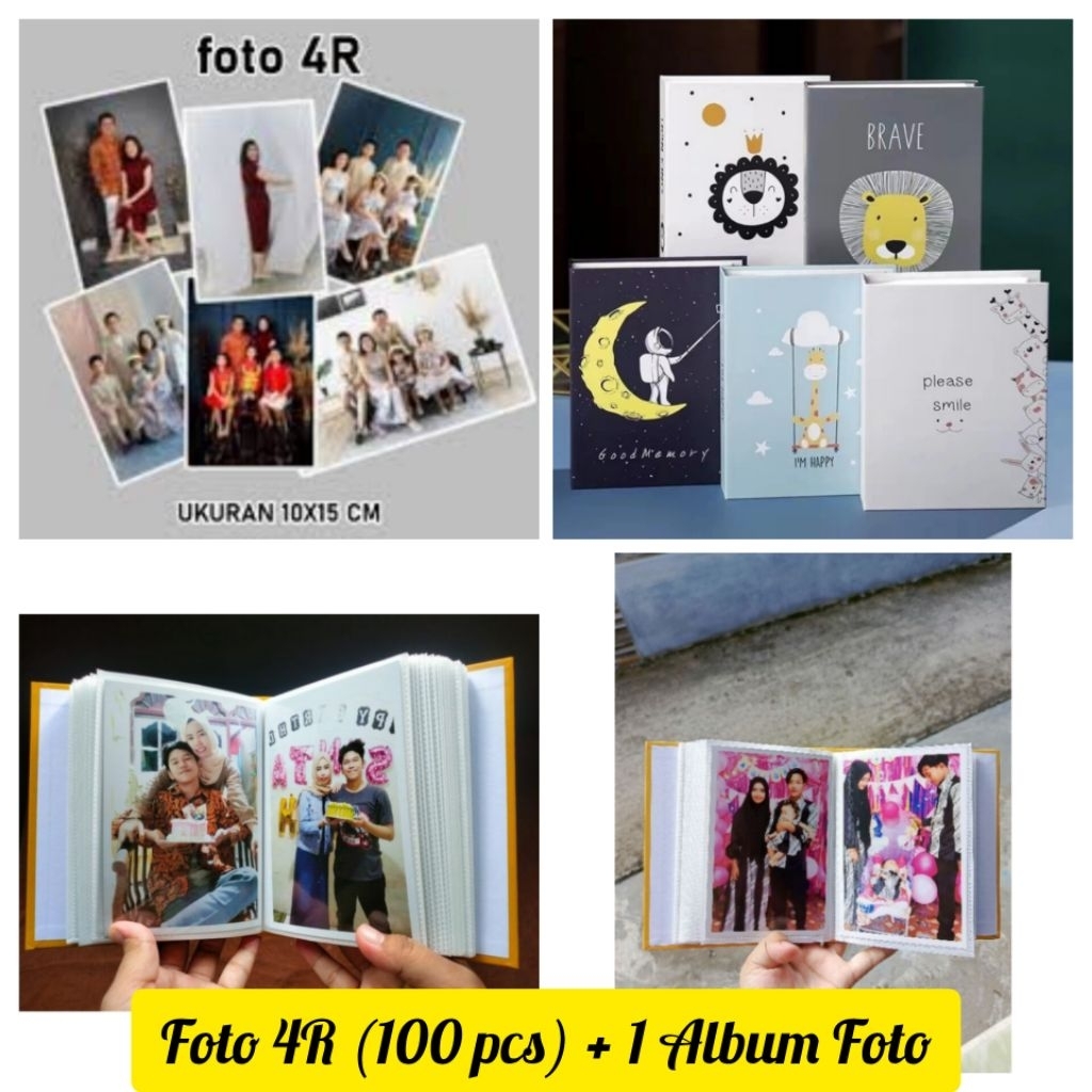 Cetak Foto 4R gloosy (100 Pcs) + 1 Album Foto