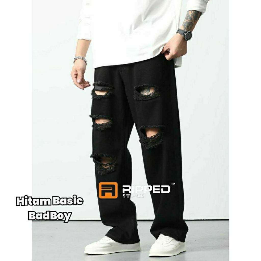 Celana Sobek Pria | Ripped Jeans | Loose Fit Longgar Denim Premium 27-38