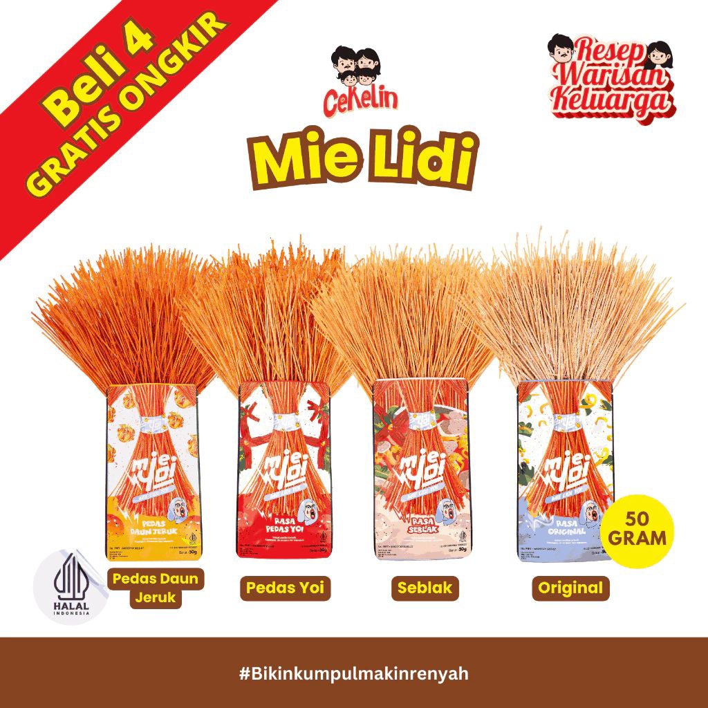 

CEKELIN Cemilan Mie Lidi - 50gr Terlaris
