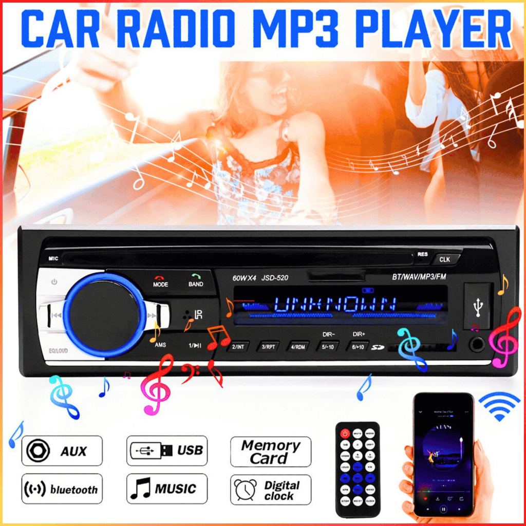 NEW COD Tape Mobil Bluetooth Full Bass Audio MP3 ISO Single DIN Grandmax Pickup Truk Canter JSD-520