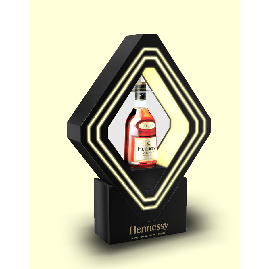 Rak Display Botol Wine Akrilik LED RGB Custom Logo - Diamond Series