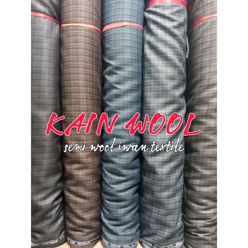 KAIN BAHAN WOOL SEMI WOOL MOTIF KOTAK KOTAK BAHAN CELANA DAN JAS BARCLAYS LONDON CASHMERE