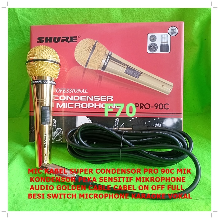 F70 MIC KABEL SUPER CONDENSOR PRO 90C MIK KONDENSOR PEKA SENSITIF MIKROPHONE AUDIO GOLDEN CABLE