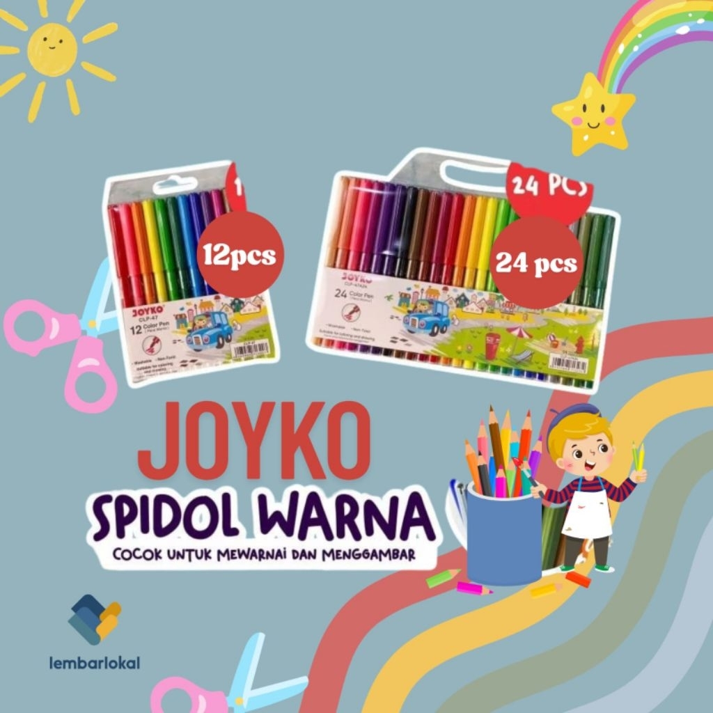 

Color Brush Pen Joyko | CLP-60 | Spidol Warna 12 - 24 Warna | Pena Warna