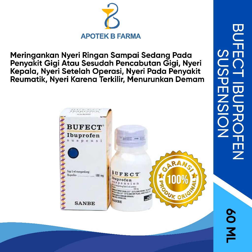 BUFECT IBUPROFEN SYRUP 60 Ml / Obat Demam, Sakit Gigi