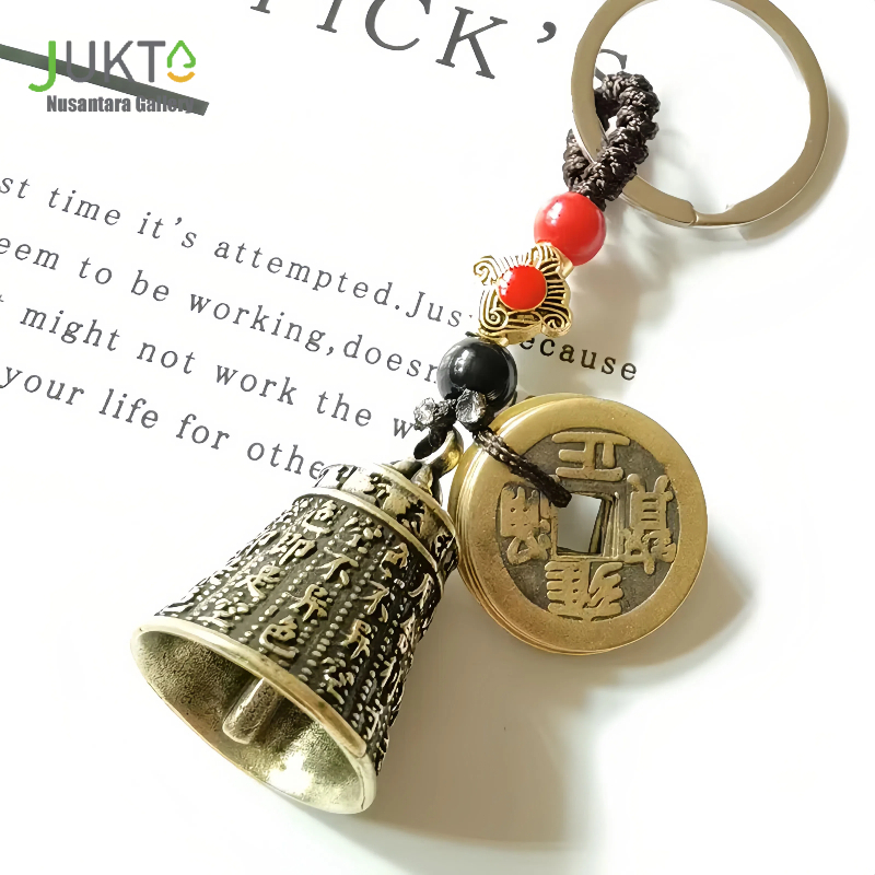 JUKTA [COD] Gantungan Kunci & Koin Kuno Emas/Lonceng Fengshui Kuningan/Key Chain Lonceng dan Koin Ku