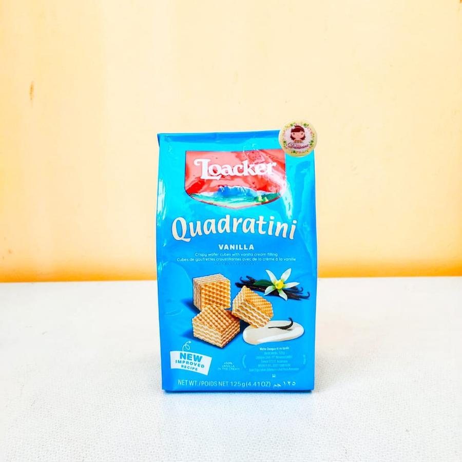

Snack Wafer Loacker Quadratini 125 Gram Cheese Matcha Dark Choco Vanilla Biskuit Cemilan Jajan Waffer