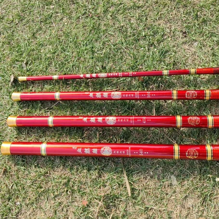 Bingolife Blood Kirin Joran Pancing Serat Karbon Joran Pancing Pendek 44cm Joran Tangan Keras Merah 