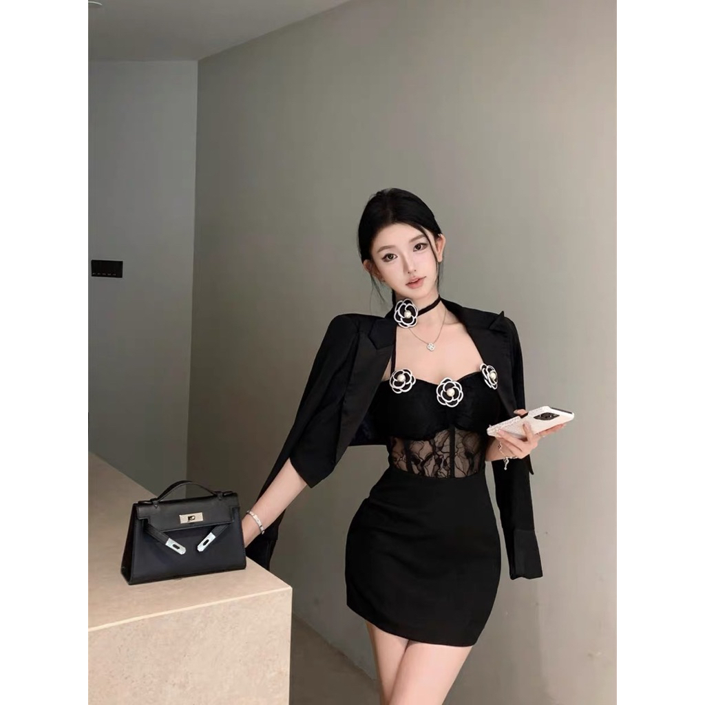 DRESS BLAZER KEMBEN ROSE / DRESS MINI PARTYDRESS PREMIUM QUALITY