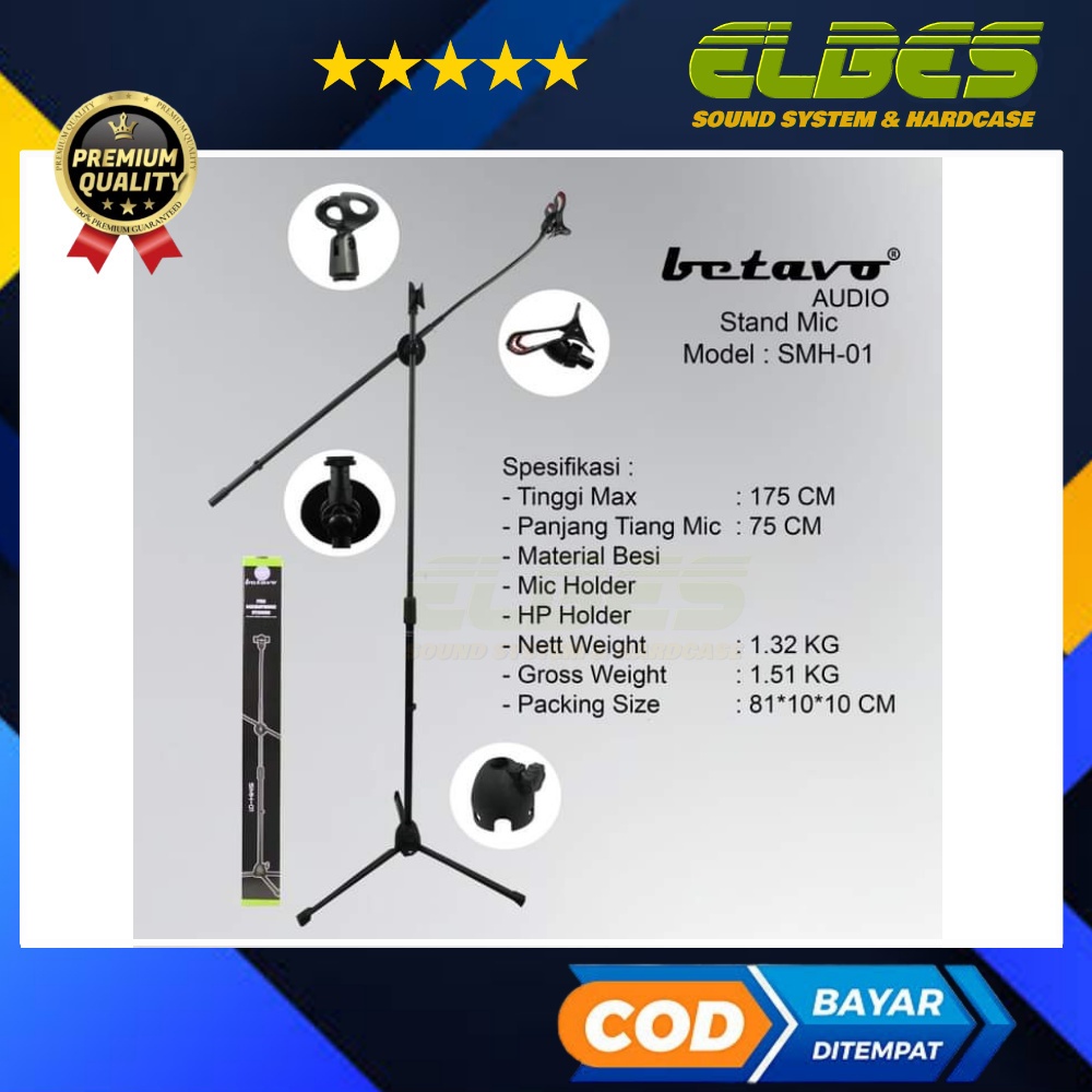 STAND MIC PANJANG BETAVO SMH 01 + HOLDER HP
