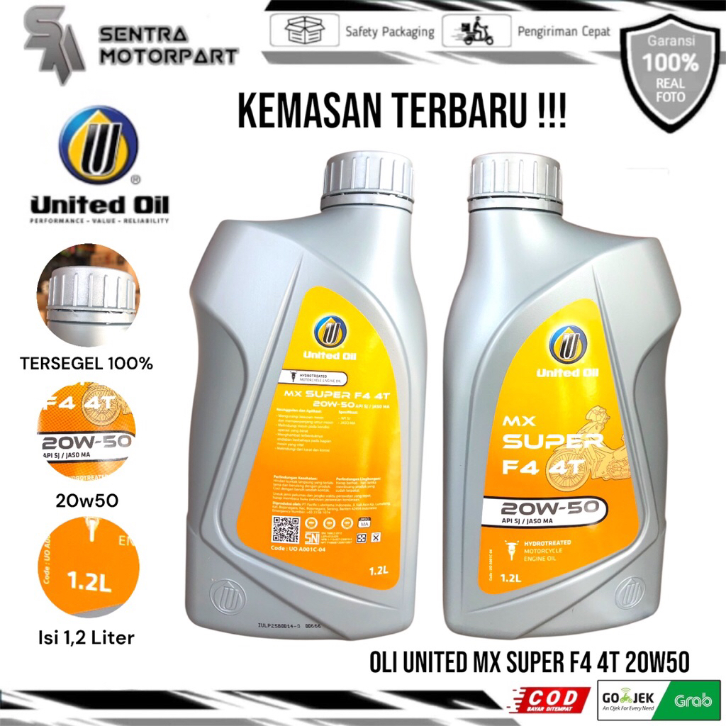 Oli mesin united mx super F4 sae 20w50 1200ml 1.2liter