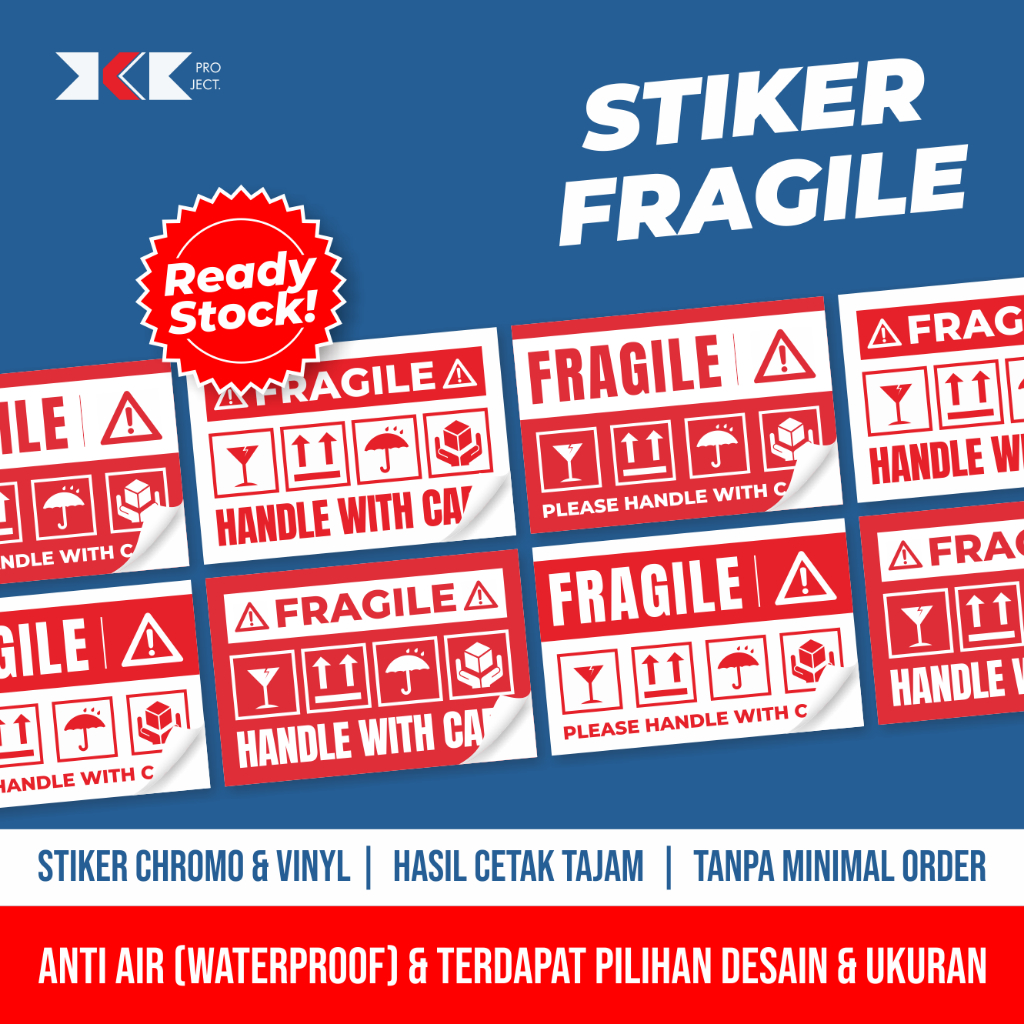 

36 Sticker Fragile Murah / Stiker Pecah Belah Kemasan Olshop / Label Pengiriman Awas Pecah
