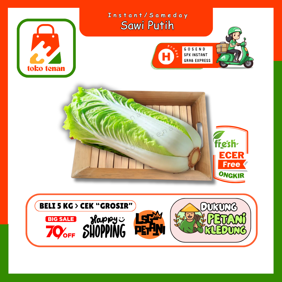 

Tokotenan // Sawi Putih -- Sayur Gunung Ecer (H)