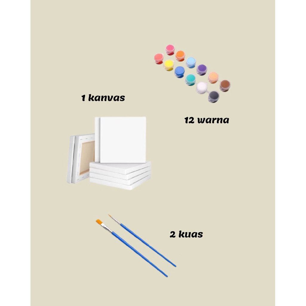 

Diy Hand Paint 1 set Canvas | Kanvas Lukis 20x20
