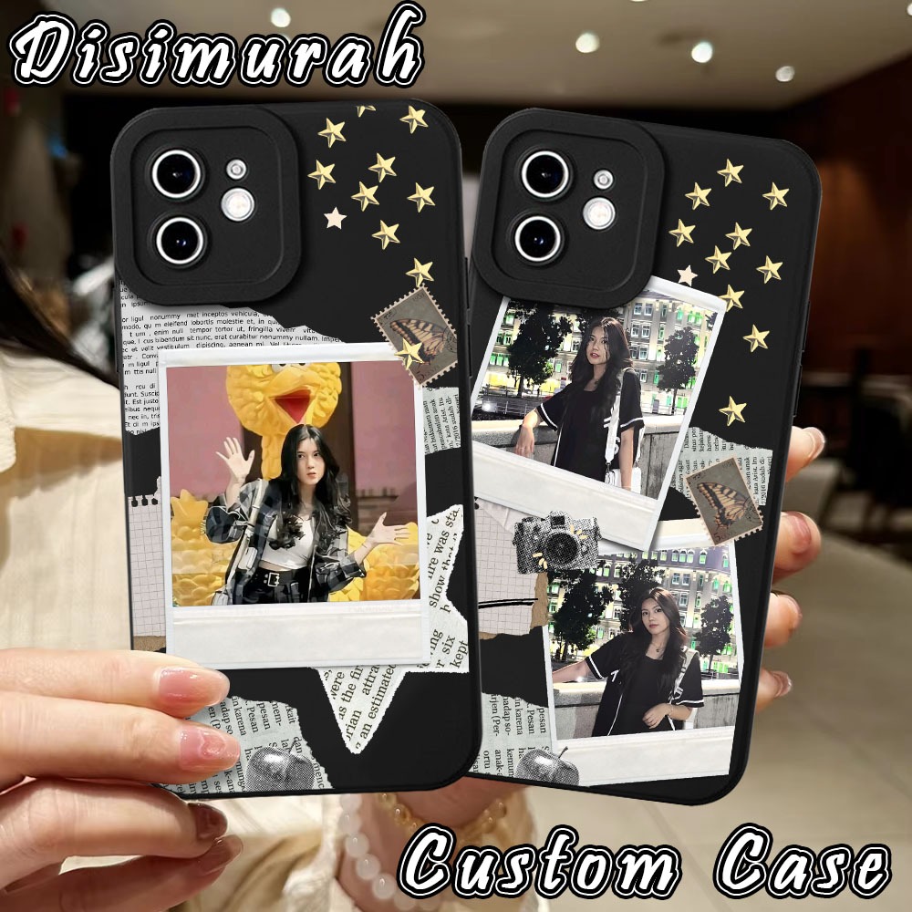 Disimurah Case Custom motif hitam polaroid Terbaru 2025 Softcase Custom Aesthetic Tambah Foto Dan Na