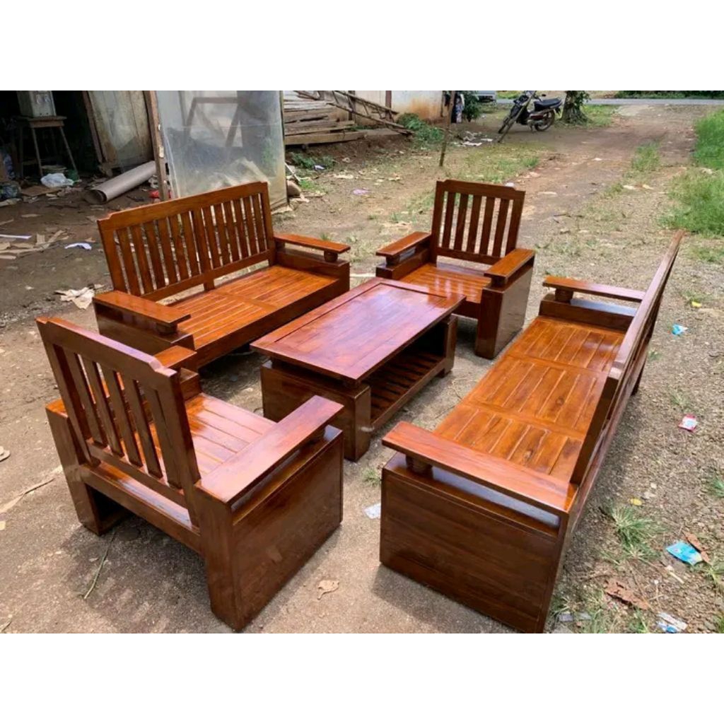 KURSI RUANG TAMU MINIMALIS JATI 3211, SET KURSI TAMU JATI