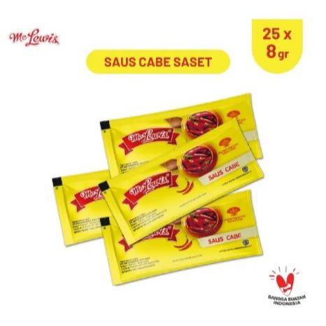 

Saos / Saus / Sauce Mc Lewis Sachet 8gr Sambal Cabe Isi 25 Pcs/ Saos sambal mclewis/ Sambal sachet mc lewis