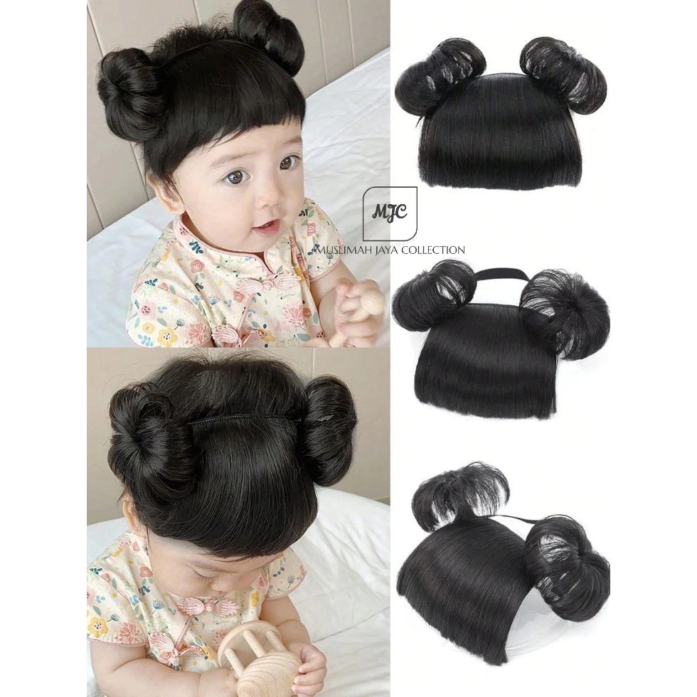 bandana pony bayi perempuan/bandana wig pony bayi lucu rambut palsu bayi
