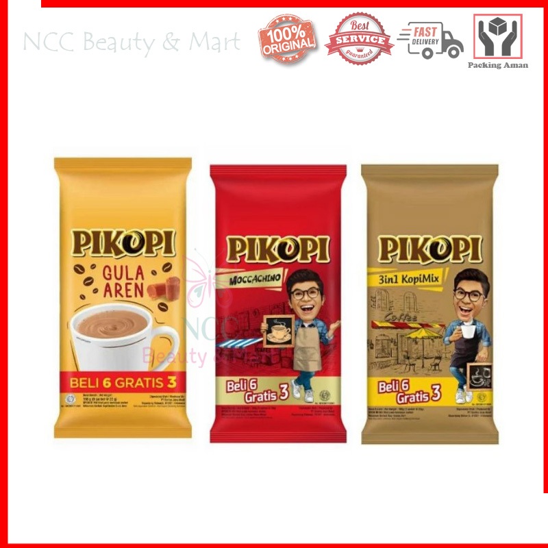 

[9 PCS] * NCC * Pikopi Kopi Instant Coffee 3 in 1 Gula Aren Sachet Kapal Api Group Beli 6 Gratis 3
