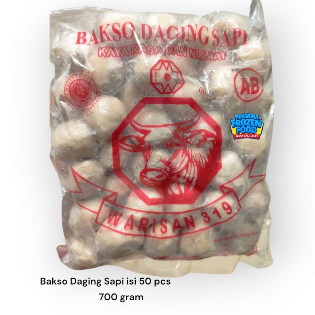 

Bakso warisan AB 319 frozen isi 50 pcs 700 gram