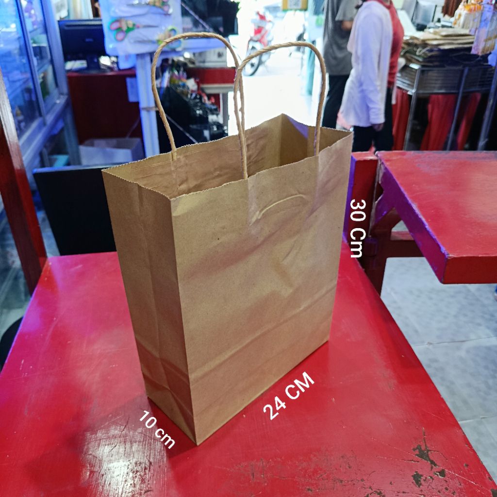 

Paper Bag Coklat Polos Kraft Kecil ( 24 x 10 x 30 Cm )