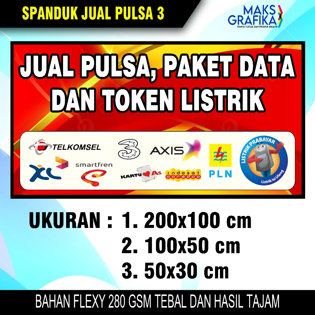 Spanduk Jual Pulsa Paket Data dan Token Listrik - Part 3