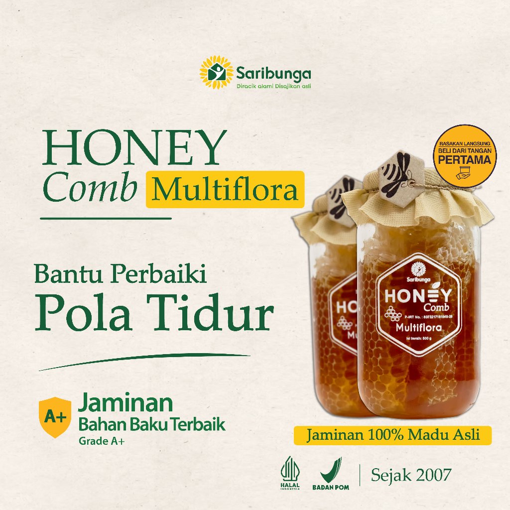 

HONEY COMB MULTIFLORA Grade A+ Premium 500gr - 100% Alami Pure Natural Raw Honey - Madu Murni Asli
