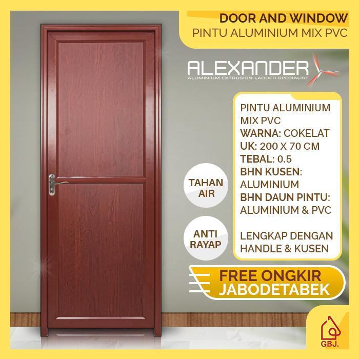 PINTU ALUMINIUM MIX PVC ALUMIX 200 X 70 ALEXANDER COKLAT KAMAR MANDI / PINTU KAMAR MANDI