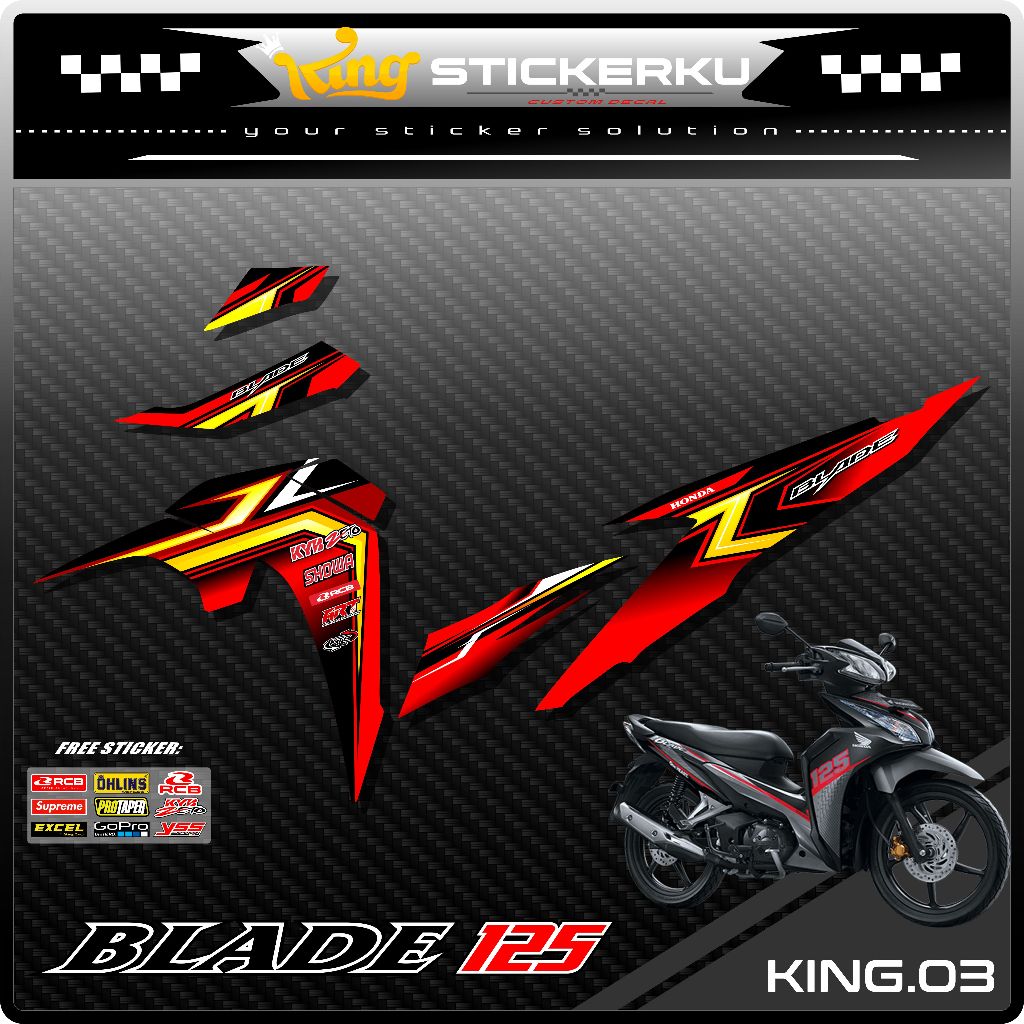 Striping Blade 125 New - Stiker Sticker Striping Variasi Lis Honda Blade 125 New Repsol - Striping  