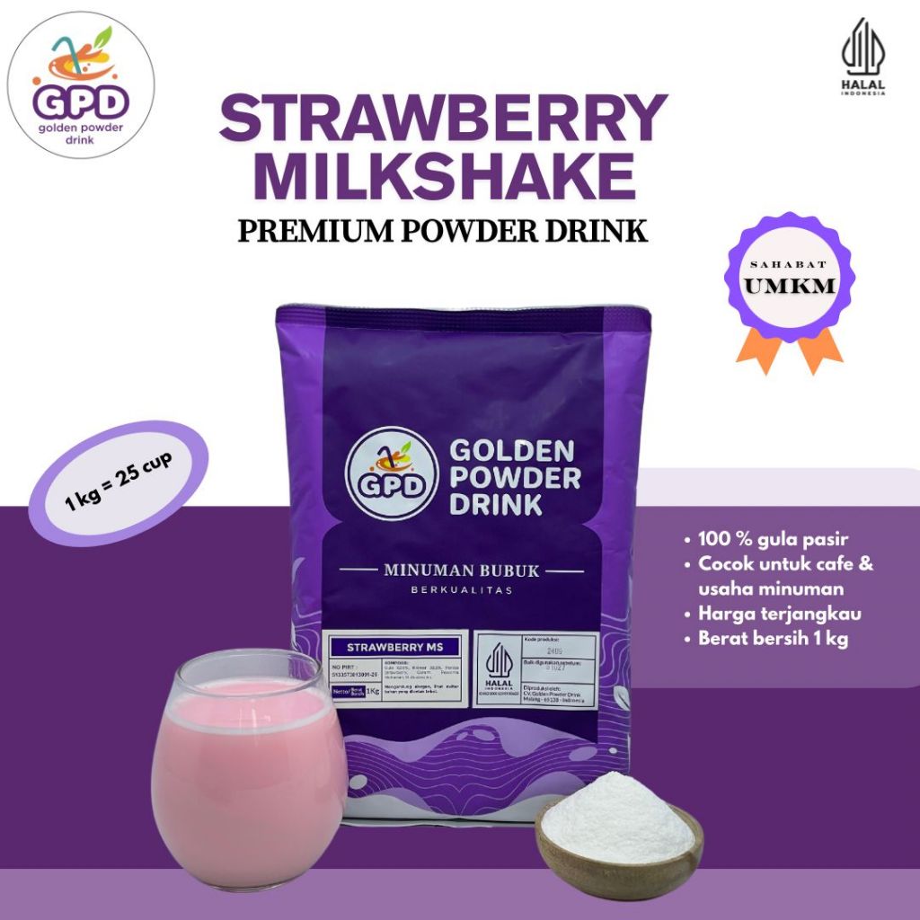 

Bubuk minuman Premium - Strawberry Milkshake 1kg - Golden powder drink