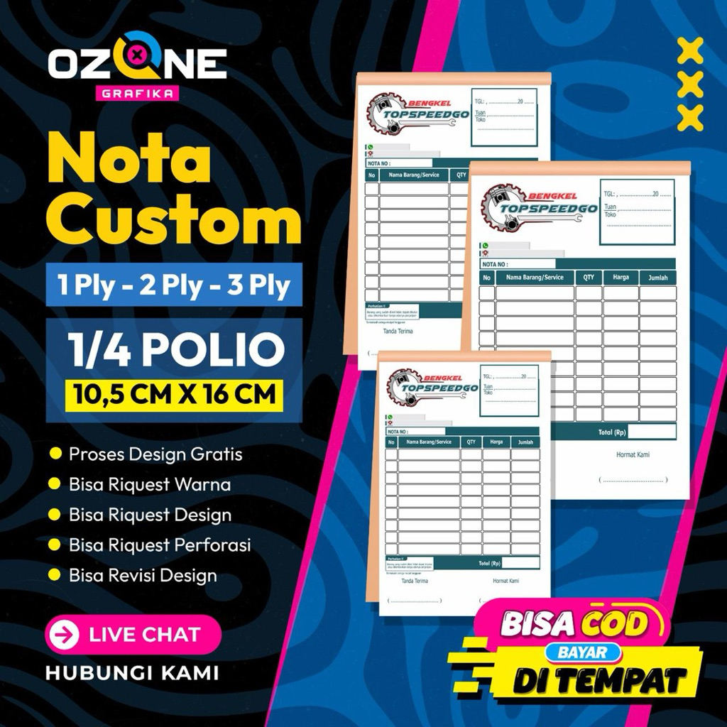 

Promo Paket nota 1 RIM UKURAN 1/4 Free Desain Bebas Pake Nama Sendiri