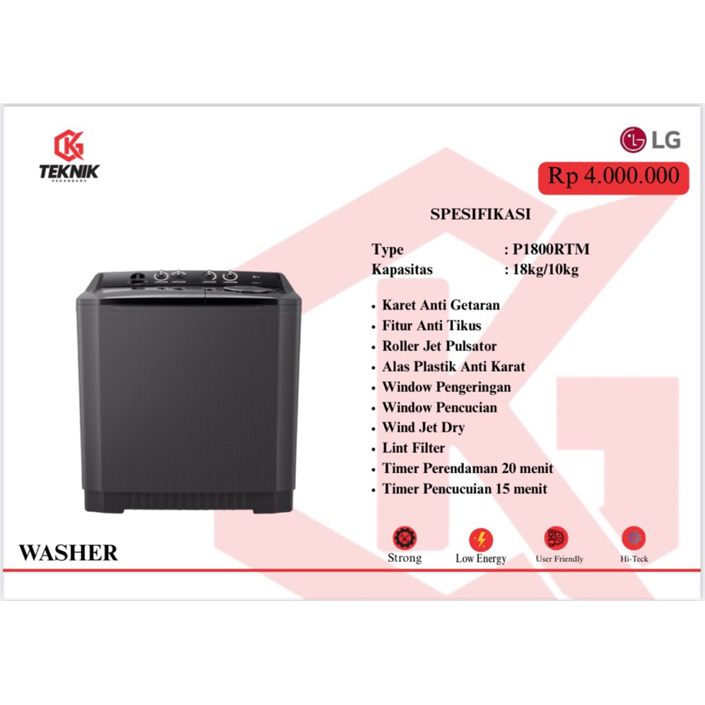 Mesin Cuci LG Top Loading 18kg - Washer LG 18kg - Mesin Cuci Laundry