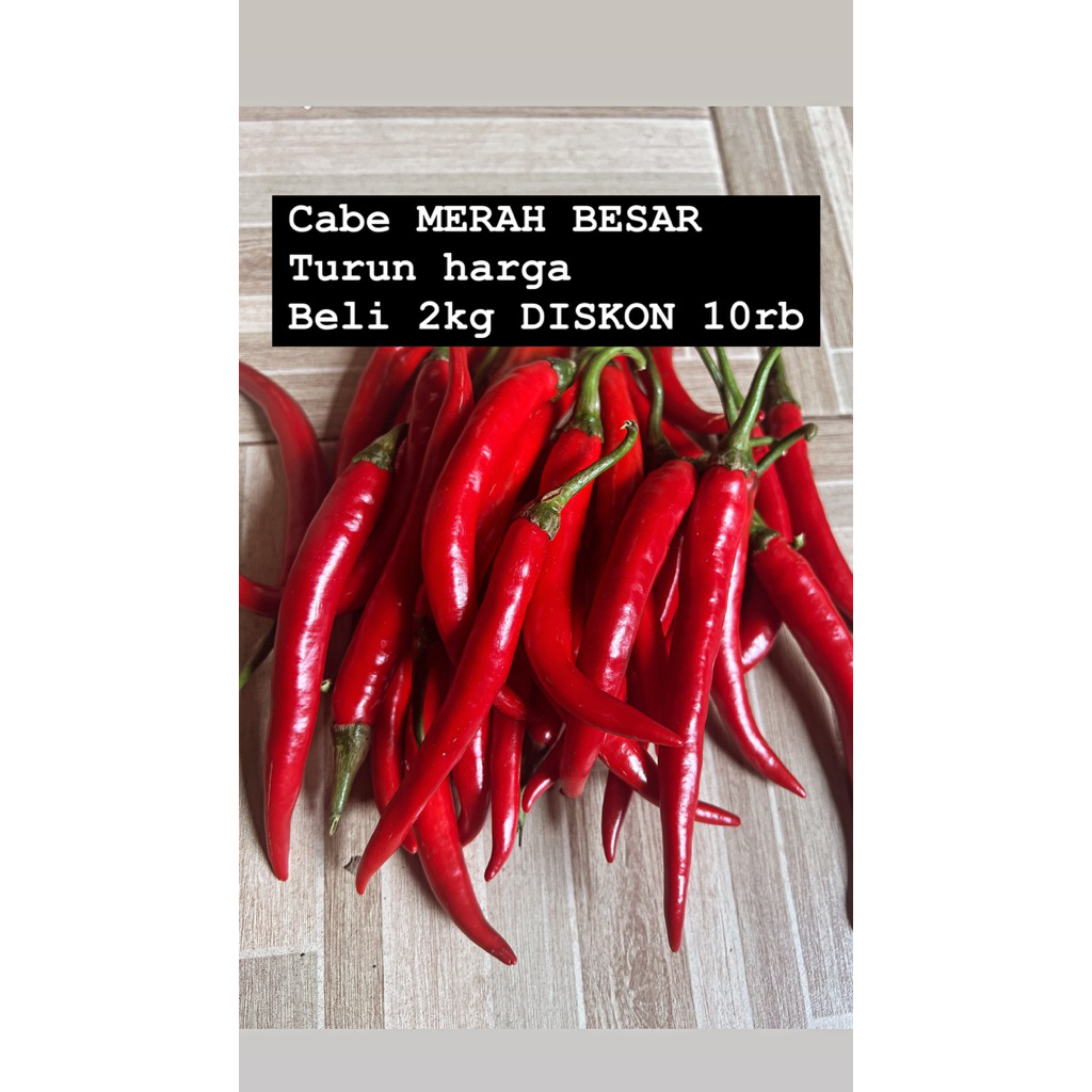 

CABE MERAH BESAR 1kg DISKON (wajib baca deskripsi yaa membeli berarti setuju dg keadaan apapun..(yg diskonMAX CO 2kg)