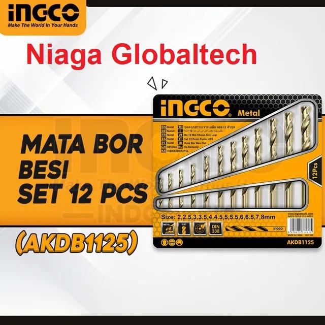 PWRFM INGCO MATA BOR BESI SET 12PCS 2-8MM DRILL BIT INGCO AKDB1125