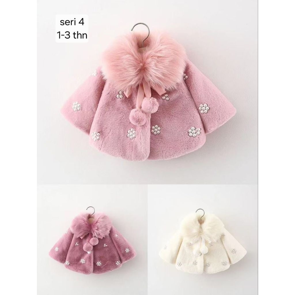 JAKET BULU BAYI PEREMPUAN /JAKET BULU LEMBUT ANAK BAYI-1TAHUNAN