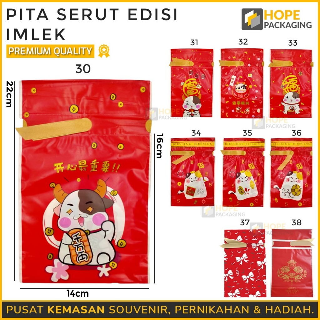 

[Harga/5pcs] Kemasan Imlek Packing Serut /Kantong Plastik Souvenir Imlek/Plastik Permen