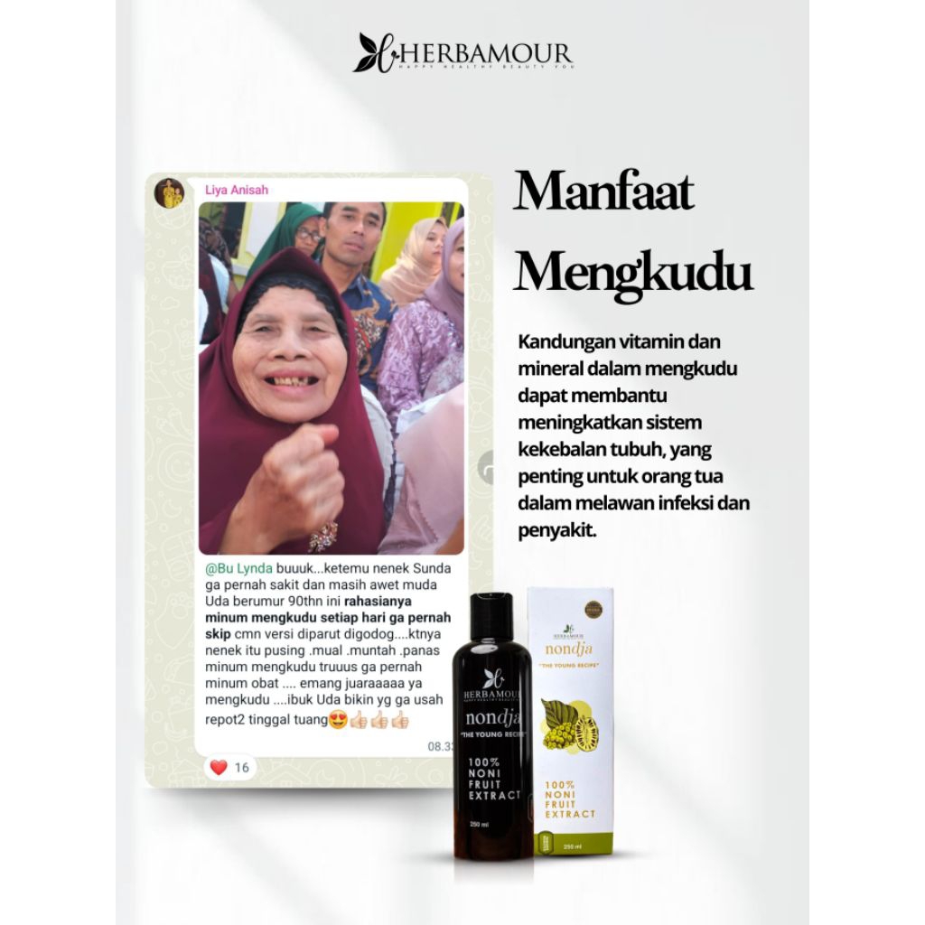 

NONDJA By Herbamour || Sari Buah Noni 100% Sari Buah Mengkudu