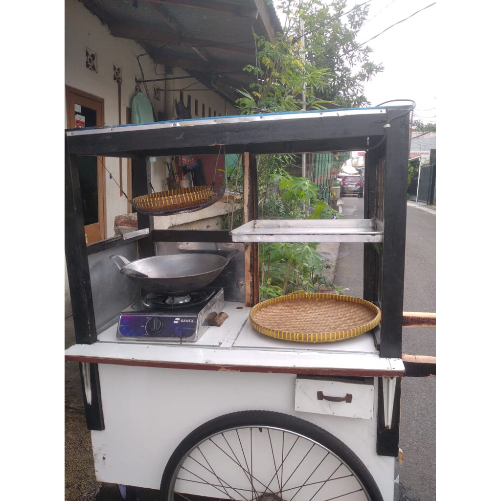 Gerobak Gorengan Kayu alumunium baru.