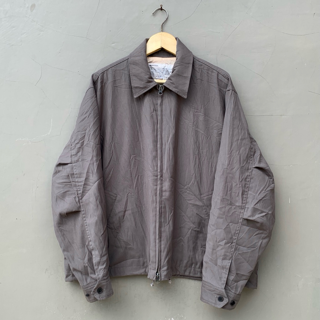 Vintage Uniform Bridge Double Zipper Oversized Canvas Work Jacket