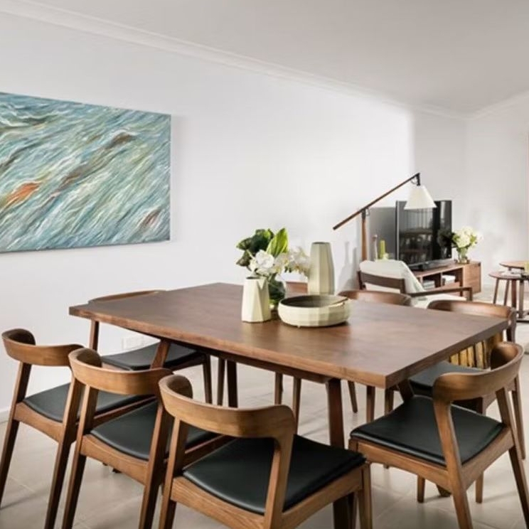 MEJA MAKAN MINIMALIS JATI TUA - 4KURSI + MEJA