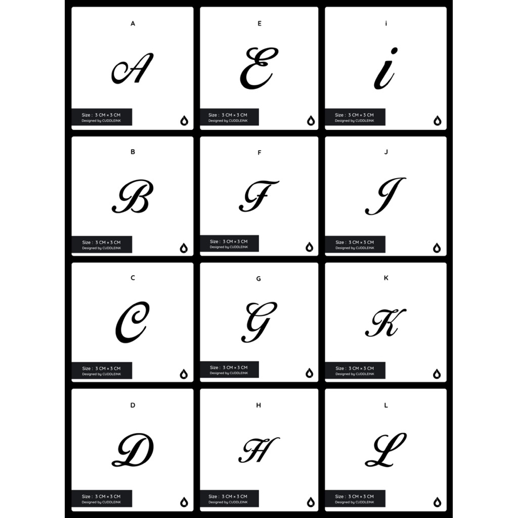 "Inisial Huruf A-Z" CUDDEINK Matte Ink Temporary Tattoo
