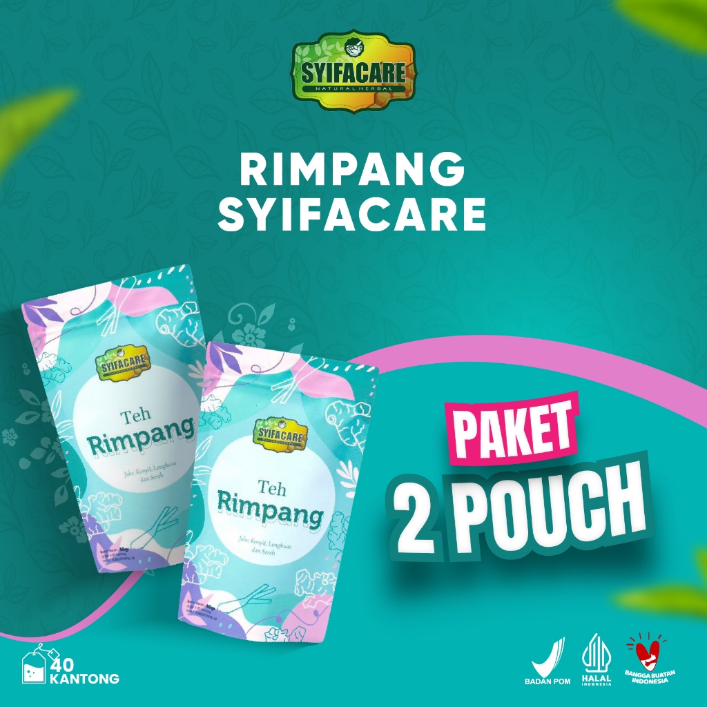 

Bundling 2 Pouch Teh Rimpang JSR Syifacare Celup Rempah 100% Bahan Alami Isi 20 Tea Bag
